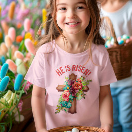 Han är Uppstånden Påsk Vattenfärg Blommig Kors T Shirt