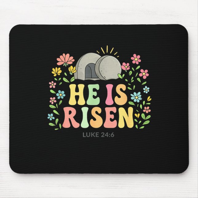 Han är Uppstånden Påskblomma Jesus Tom Grav Vers Musmatta (Framsidan)