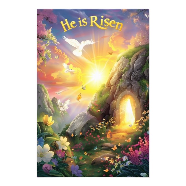 Han är uppstånden — Påskens uppståndelse —  Luk 24 Fototryck (Framsidan)
