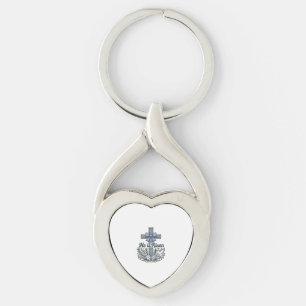 Han är Uppstånden Påskkors Vintage Vektor Twisted Heart Silverfärgad Nyckelring