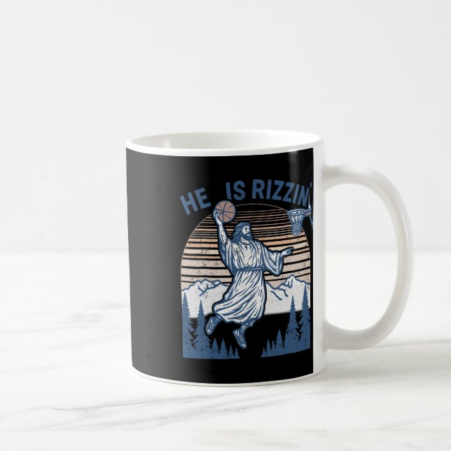 Han är Uppstånden Rolig Påsk Jesus Spelar Sketll M Kaffemugg (Höger)
