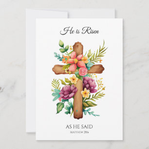 Han är uppstånden som han sade Påsk Blommigt Kor Julkort