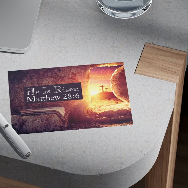 Han är Uppstånden Tre Kors Tom Grav Påsk Helg Vykort (He Is Risen Three Crosses Empty Tomb Easter Holiday Postcard)