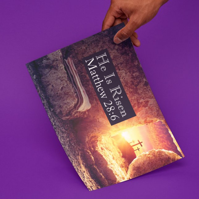 Han är Uppstånden Tre Kors Tom Grav Påsk Kort (He Is Risen Three Crosses Empty Tomb Big Folded Easter Card
)