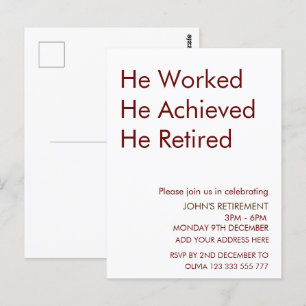 Han arbetade Han uppnådde Han gick i pension Perso Vykort