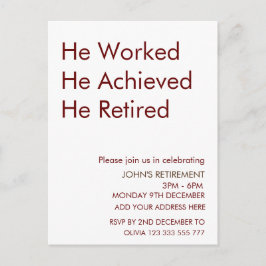 Han arbetade Han uppnådde Han gick i pension Perso Vykort