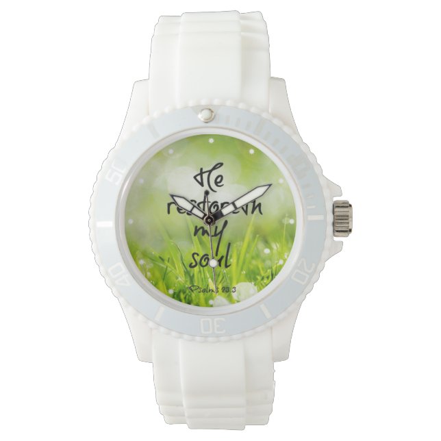 Han återställde min Soul Bible Verse Armbandsur (Framsida)