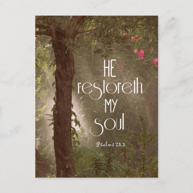 Han återställde min Soul Bible Verse Vykort (Framsida)