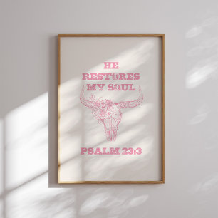 Han återställer min Rosa Christian Skull Poster