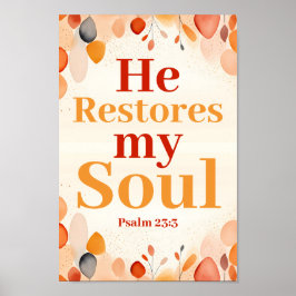 Han återställer min själ Boho Christian Wall Art P Poster