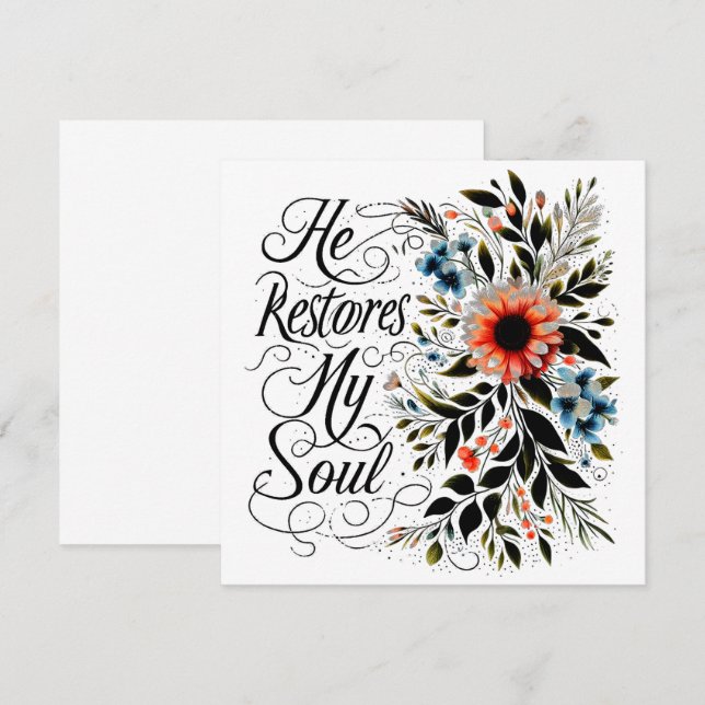 Han återställer min själ floral kort (Fram/baksida)
