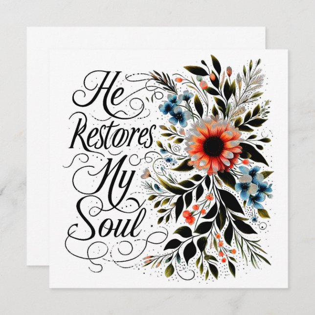 Han återställer min själsliga blommigt kort (Fram/baksida)