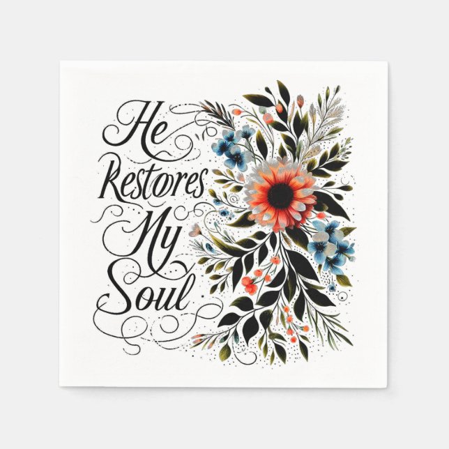 Han återställer min själsliga blommigt pappersservett (Framsidan)