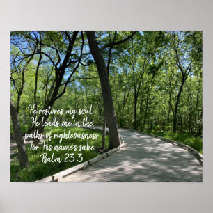Han återställer min sollbibel Verse Scripture Post Poster
