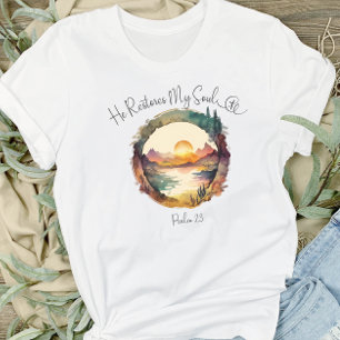 Han återställer min Soul Psalm 23 kvinnors T-Shirt