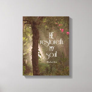 Han återstoreth my Soul Bible Verse Scripture Canvastryck