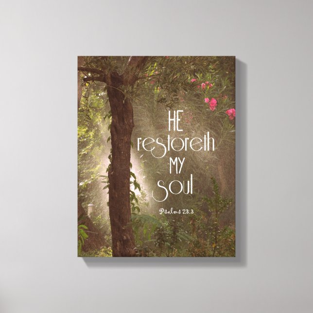 Han återstoreth my Soul Bible Verse Scripture Canvastryck (Framsida)