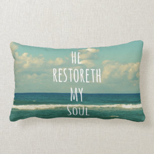 Han återstoreth my Soul Bible Verse Scripture Lumbarkudde