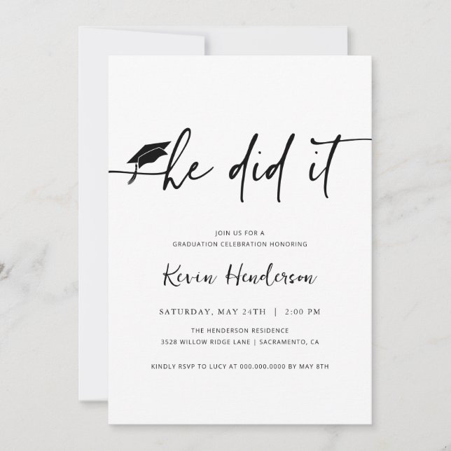 Han bjöd in Studenten Inbjudningar (Framsida)