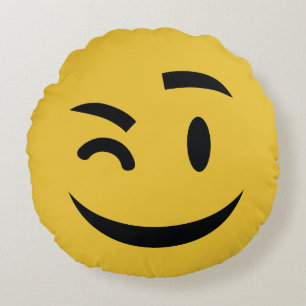 han blinkar på dig emoji rund kudde