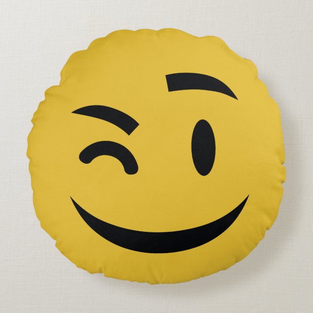 han blinkar på dig emoji rund kudde (Framsidan)