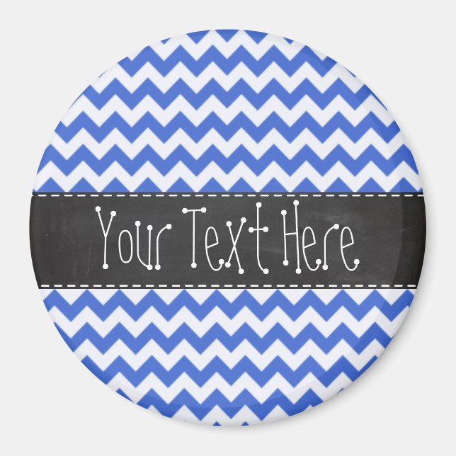 Han Blue Chevron Rand; Chalkboard-utseende Magnet (Framsidan)