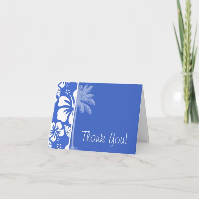 Han Blue Hawaiian Tropical Hibiscus; Handflatan Tack Kort (Framsida)