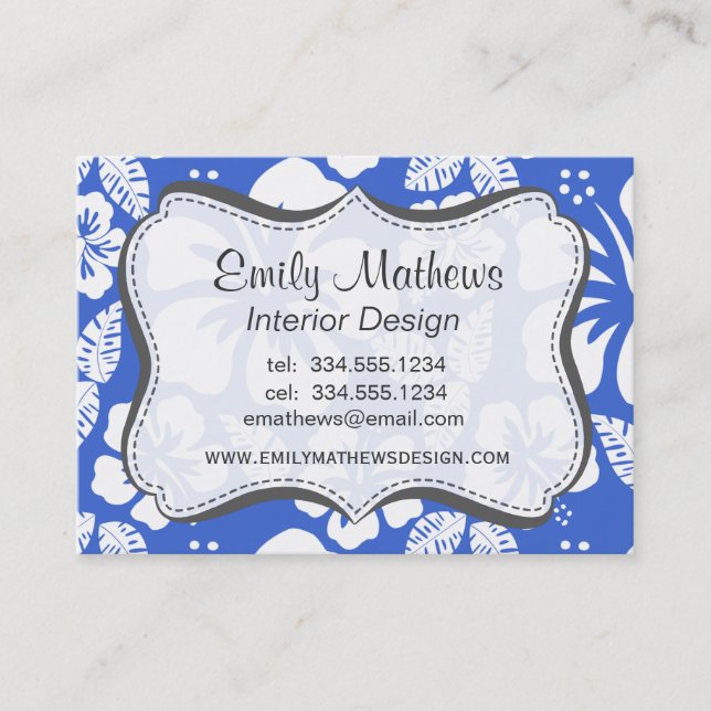 Han Blue Hawaiian Tropical Hibiscus Visitkort (Framsida)