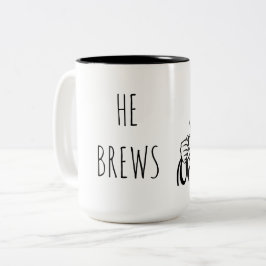 Han brygger kaffemugg 0,45 l.