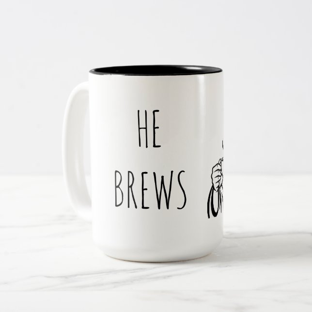 Han brygger kaffemugg 0,45 l. (Framsida vänster)