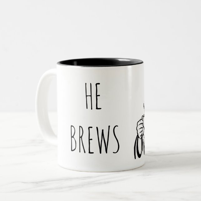 Han brygger kaffemugg 3,3 dl. (Framsida vänster)