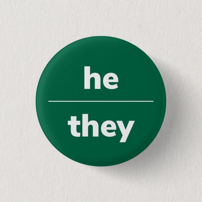 Han/de Pronoun Pin, knapp på 1,4 tum (Framsida)
