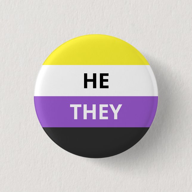 Han/de pronouns Non Binary Flagga Badge Knapp (Framsida)