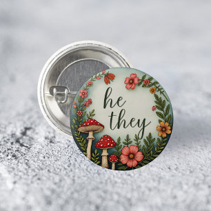 Han/Dom Cottagecore Pronomen LGBTQ Pin Knapp