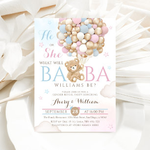Han eller hon avvakta Genderna Reveal Baby Shower Inbjudningar