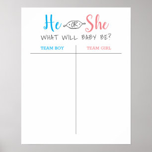 Han eller hon Baby Gender Reveal Gissa Poster