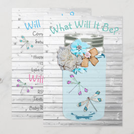 Han eller hon, Baby Shower Gender Reveal Dragonfly Inbjudningar