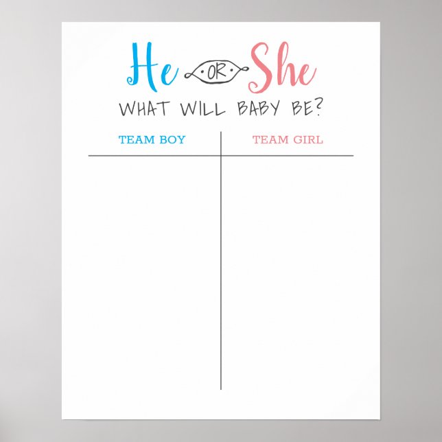 Han eller Hon Bebis Köns Avslöjande Gissning Poste Poster (Framsidan)