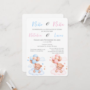 Han eller hon Blått eller Rosa Gender Reveal Inbjudningar