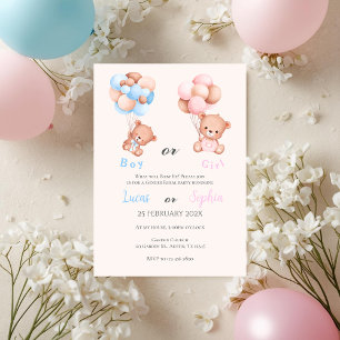 Han eller hon Blått eller Rosa Gender Reveal Inbjudningar