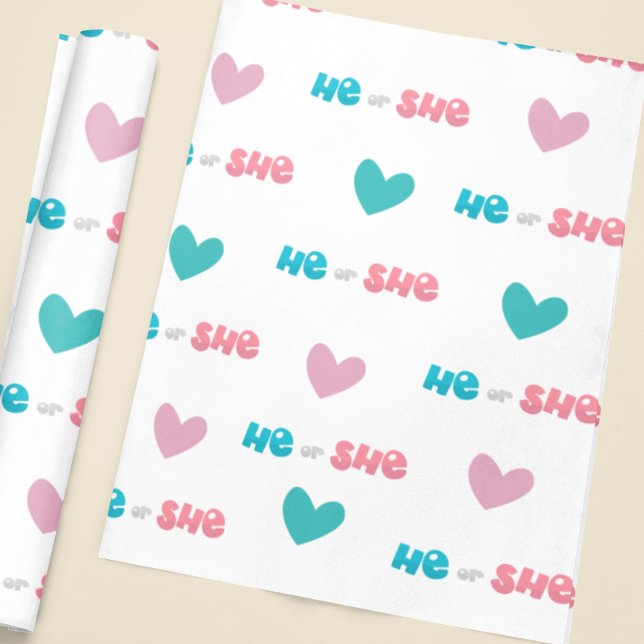 Han eller hon Blue Rosa Gender Reveal Party Presentpapper (Skapare uppladdad)