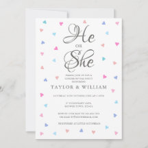 Han eller hon Blue Rosa Hearts Gender Reveal Party
