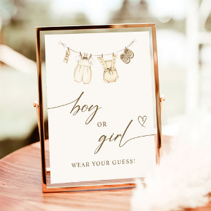 Han eller hon Boho Barnkläders Gender Reveal Poster