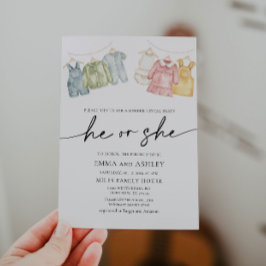Han eller hon Boho Clothes Gender Reveal Reveal In Inbjudningar