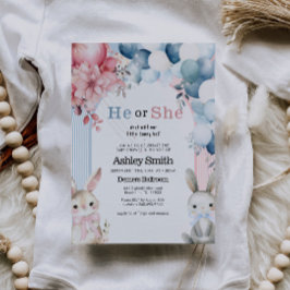 Han eller hon Bunny Gender Reveal Baby Shower Inbjudningar