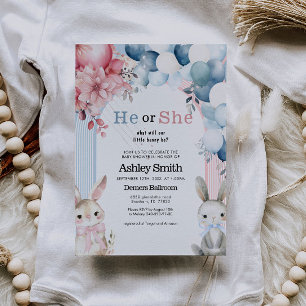 Han eller hon Bunny Gender Reveal Baby Shower Inbjudningar