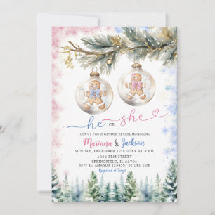 Han eller hon Cookies Jul Ornamet Gender Reveal Inbjudningar