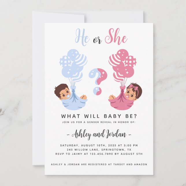 Han eller hon Gender inbjudan att visa upp (Framsida)