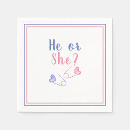 Han eller hon Gender Reveal Baby Shower Pappersservett