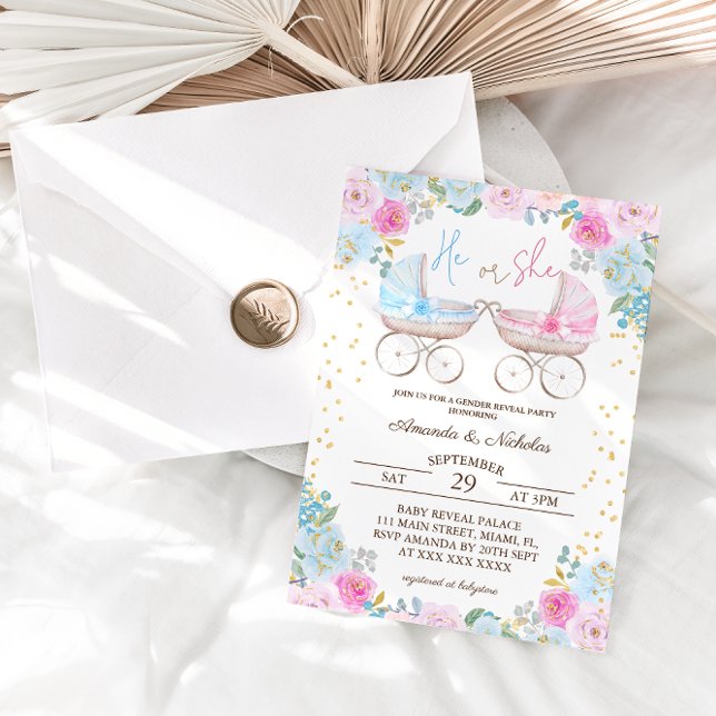 Han eller hon Gender Reveal Inbjudningar (Skapare uppladdad)